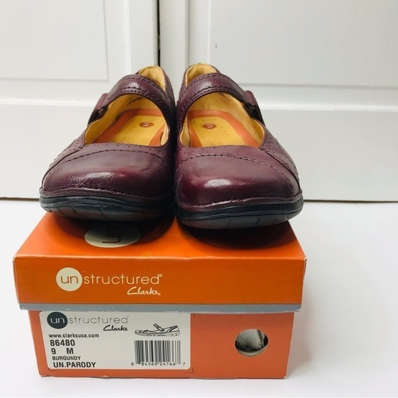 Price firm UNSTRUCTURED CLARKS Burgundy Un.Parody Shoes Size 9M - Picture 2 of 6